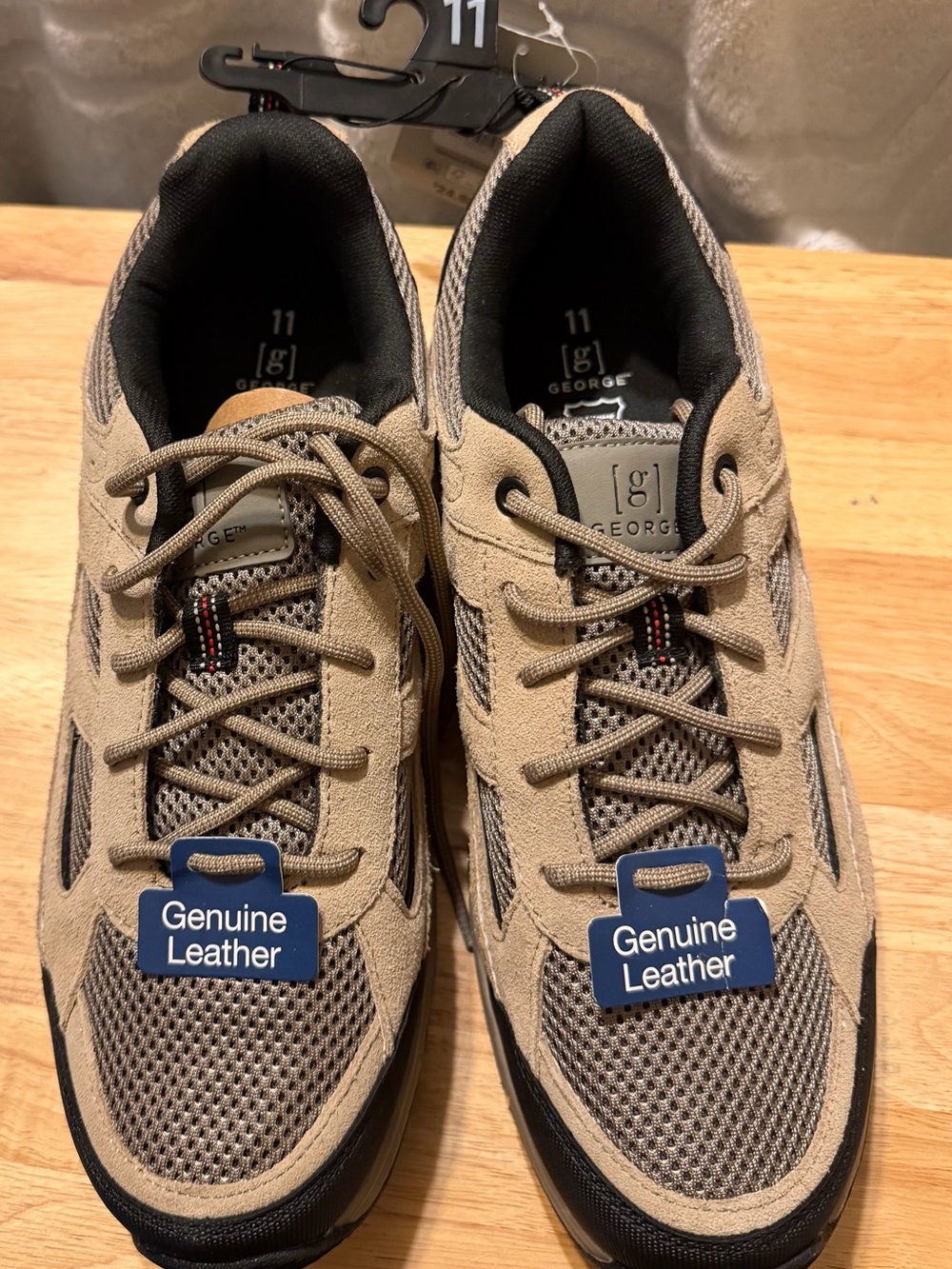 George M GE Rugged Casual Men's Leather Lace-Up Sneakers Tan/Black US 11 NWT
